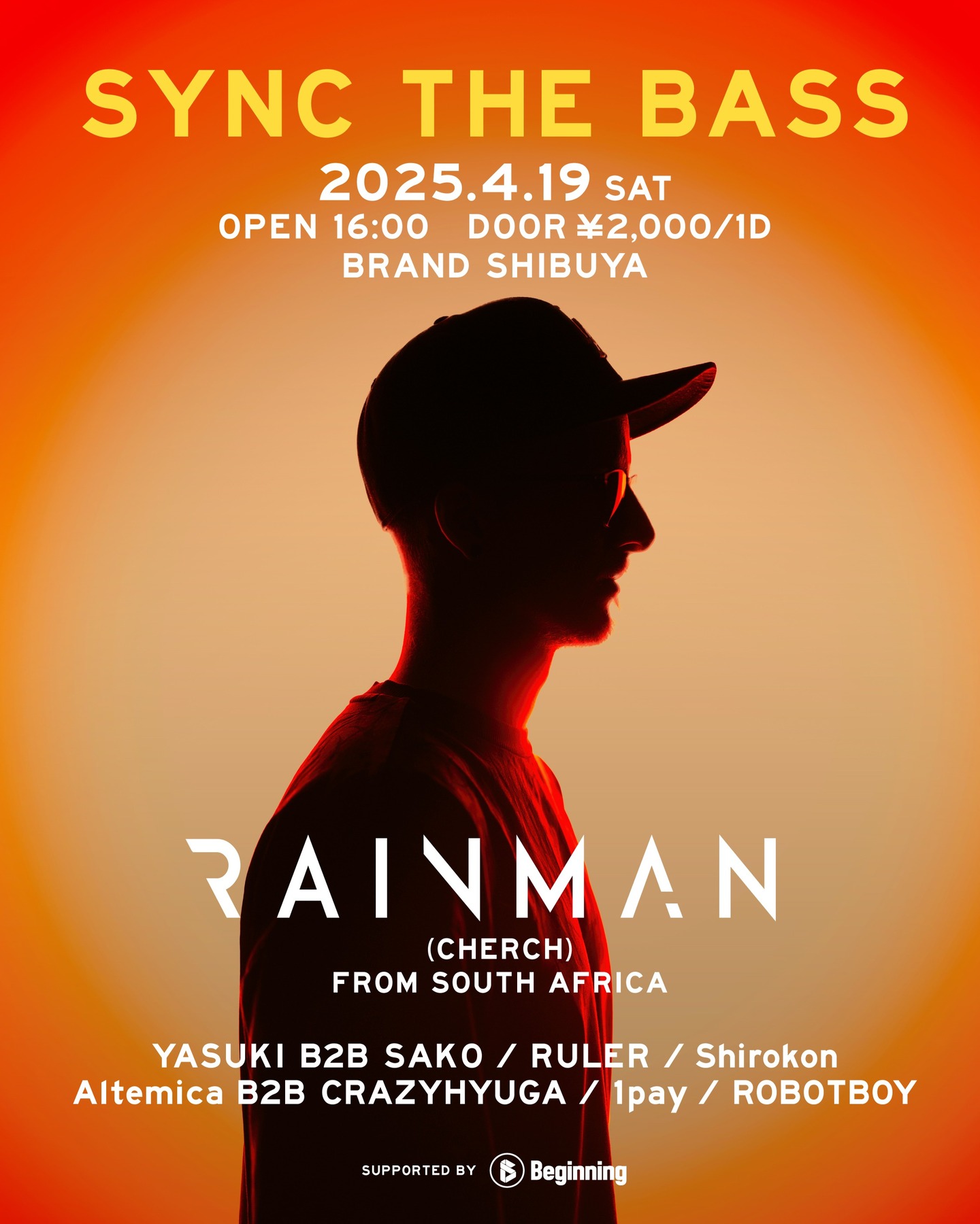 SYNC THE BASS 2025年04月19日（土曜日）に渋谷 クラブのBRAND SHIBUYAで開催されるALL MIXイベント